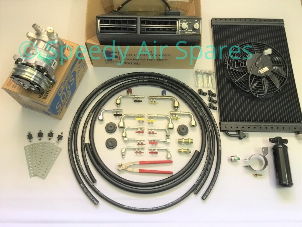 Under Dash Air Conditioning Kit 12V (Hoses run through STEEL BULKHEADS