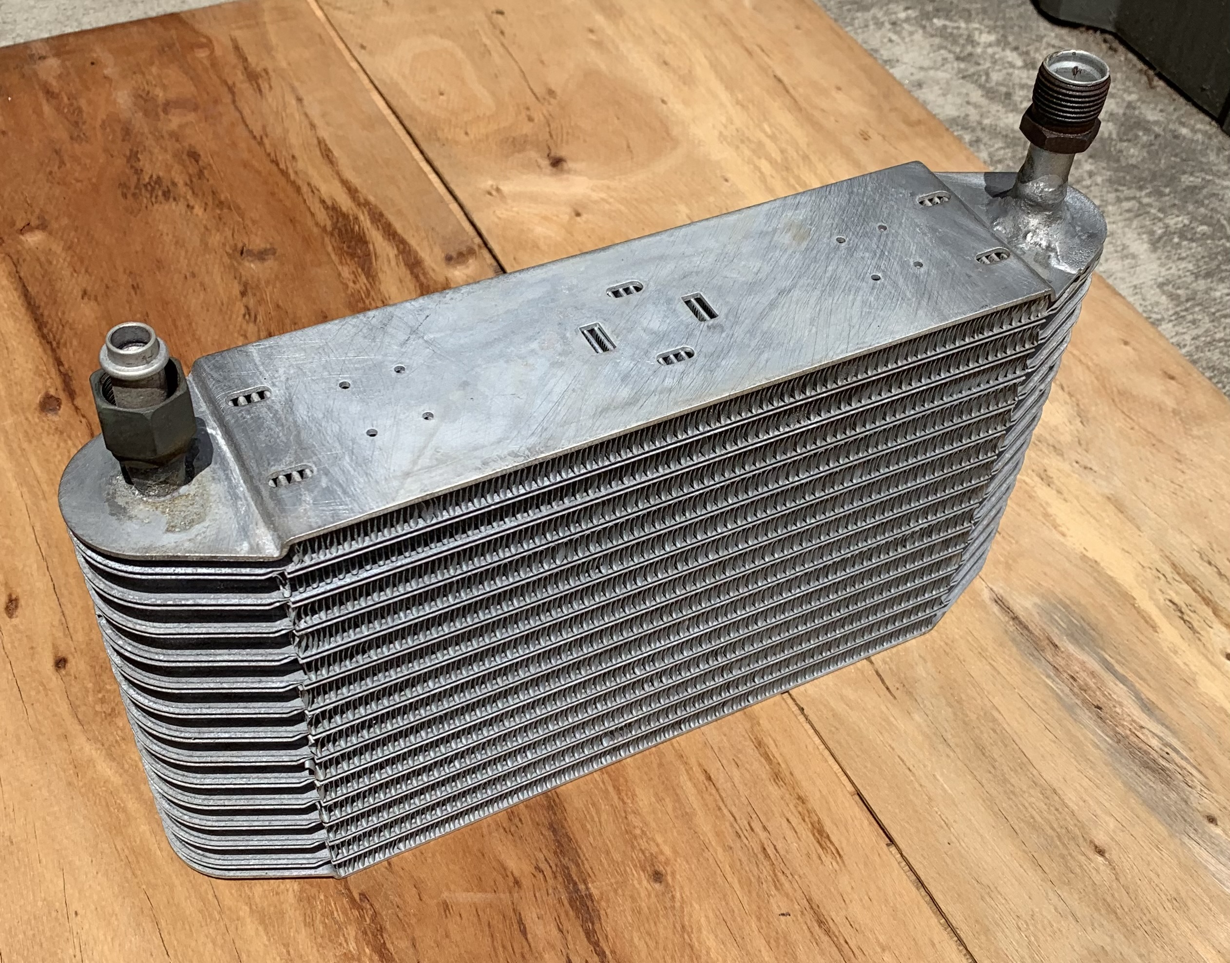 New universal evaporator with modified fittings that will be suitable for Holden HQ HJ HX HZ (POA removal) conversion